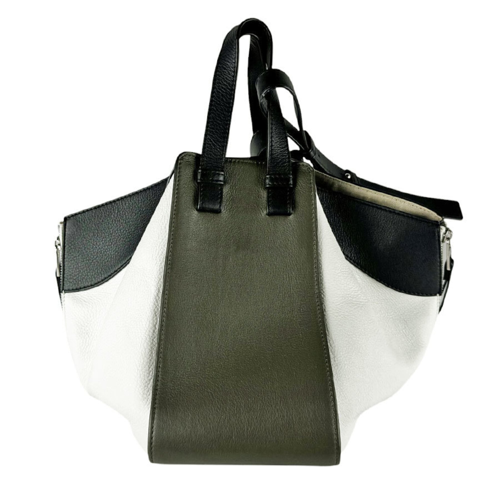 Loewe Black Khaki White Leather Handbag Shoulder Bag (Pre-Owned)