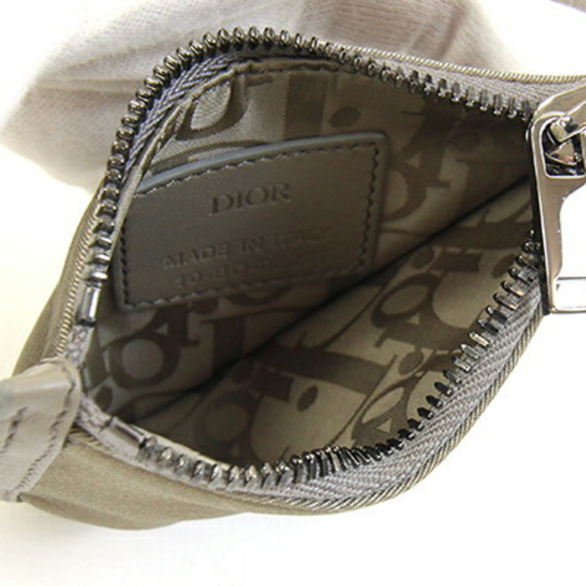 Christian Dior Khaki Nylon Leather Coin Purse/Coin Case (Pre-Owned)