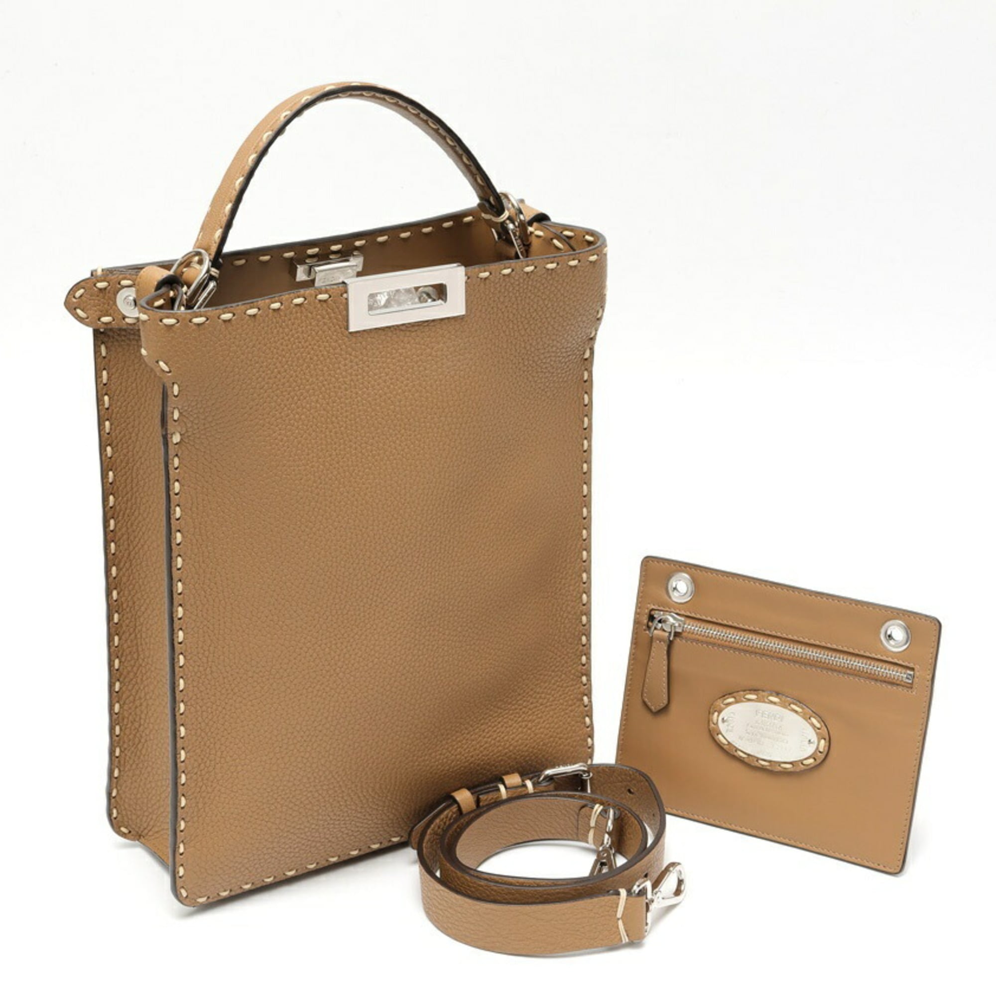 Fendi Brown Leather Handbag Shoulder Bag (Pre-Owned)
