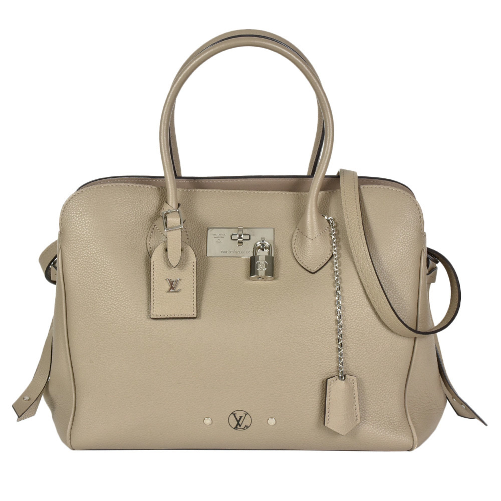 Louis Vuitton Grayish Tourterelle Leather Handbag (Pre-Owned)