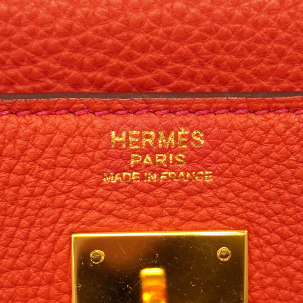 Hermes Rouge Casaque Togo Leather Handbag (Pre-Owned)