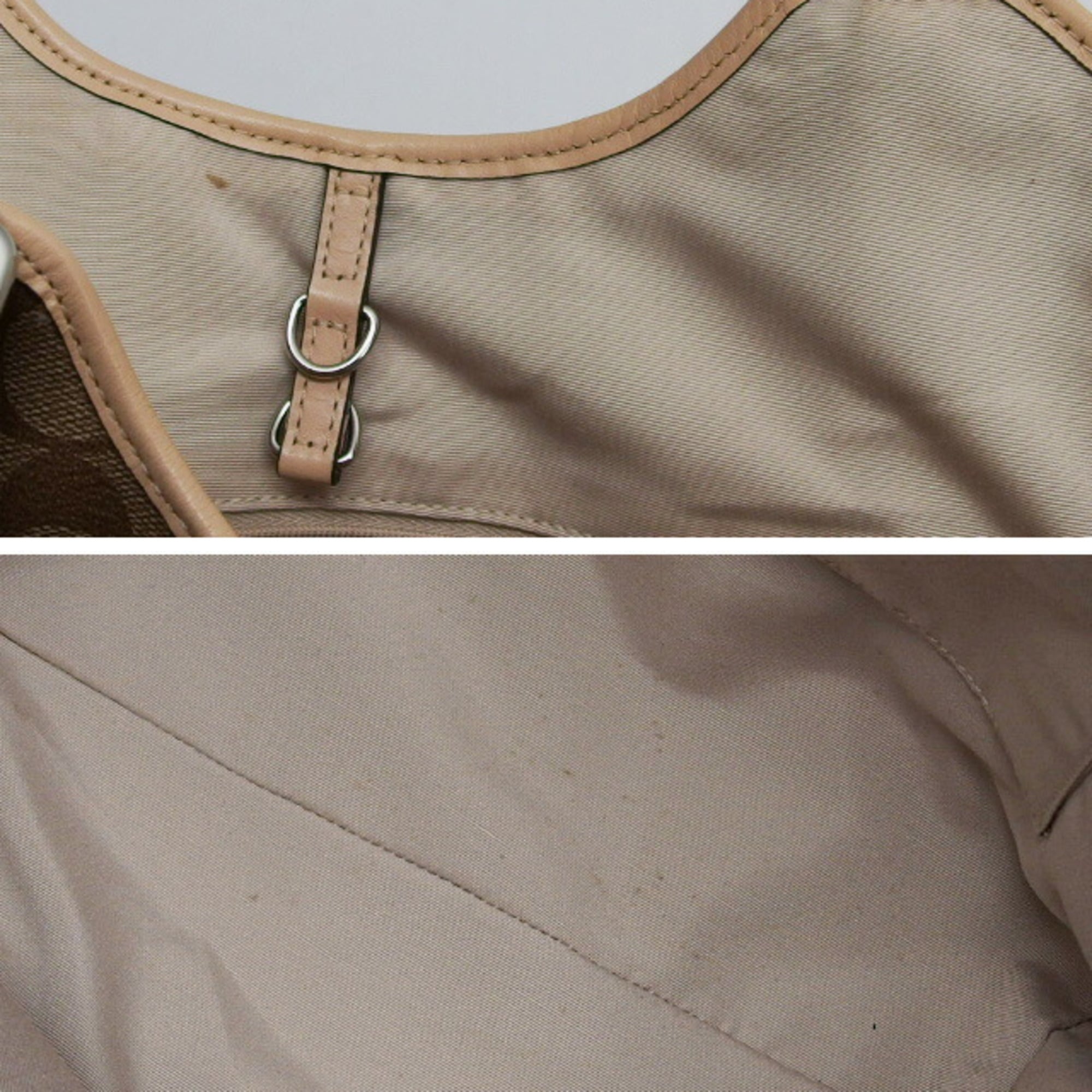 Coach Beige Brown Coated Canvas Leather Shoulder Bag Tote Bag (Pre-Owned)