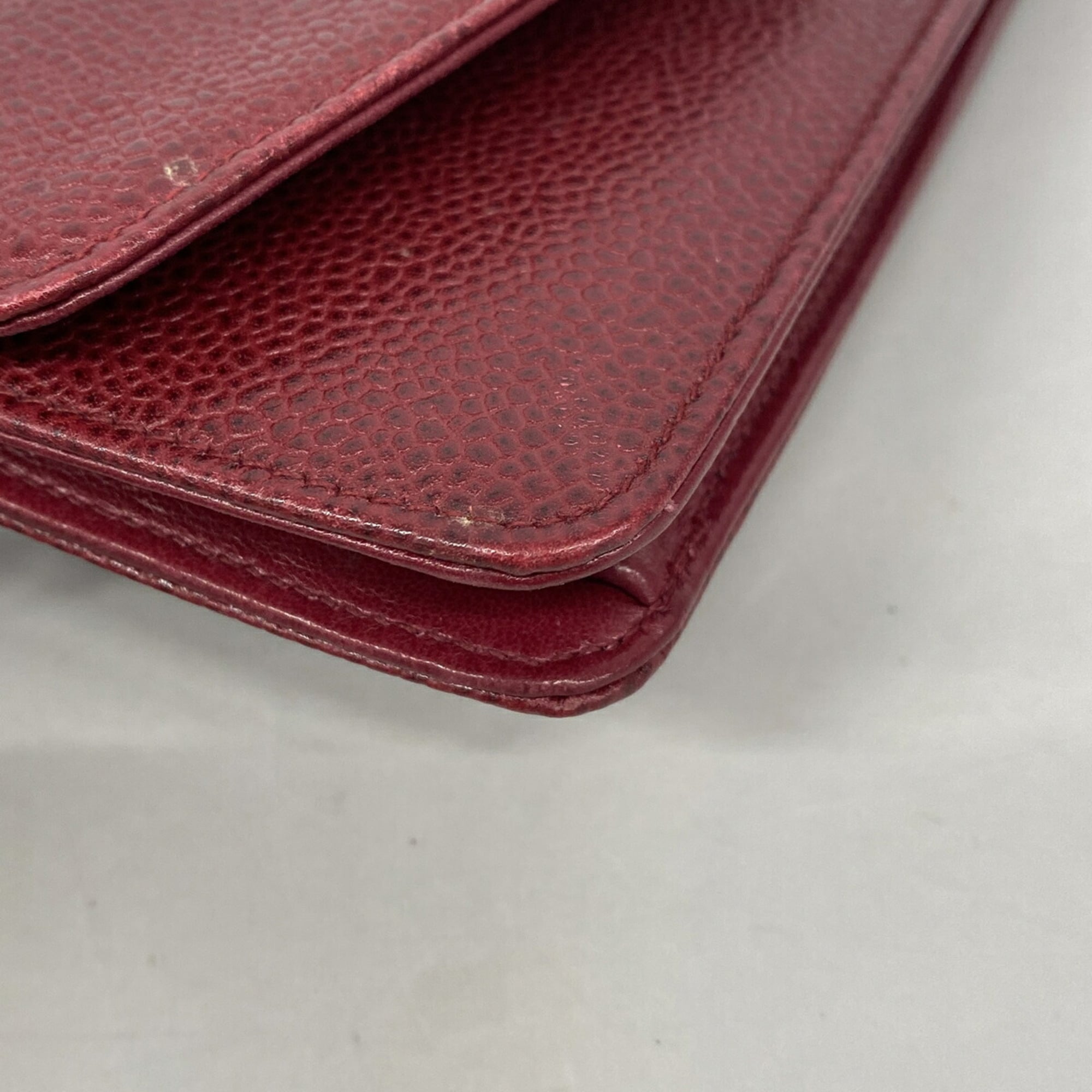 Chanel Bordeaux Grained Calfskin Chain/Shoulder Wallet (Pre-Owned)