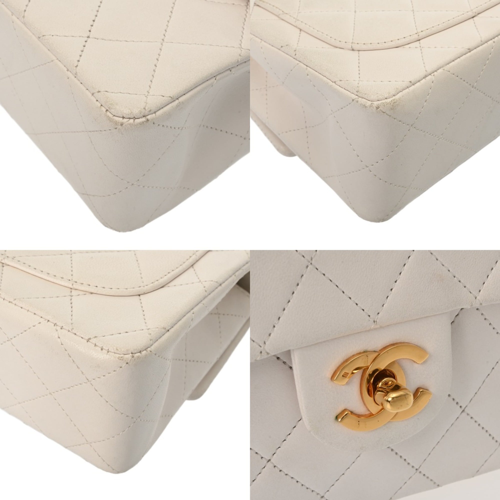 Chanel White Leather Shoulder Bag (Pre-Owned)