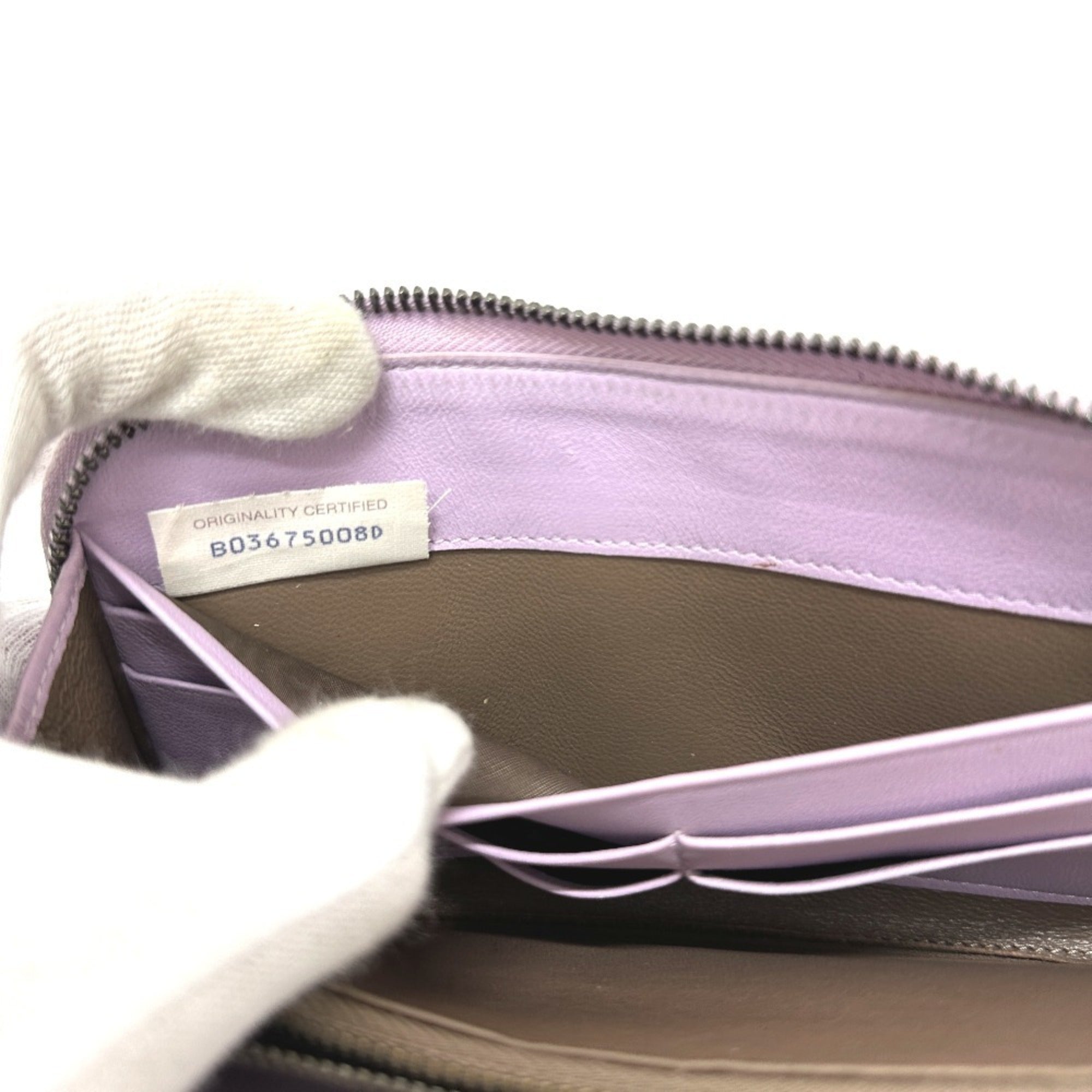 Bottega Veneta Purple Leather Long Wallet (Bi-Fold) (Pre-Owned)