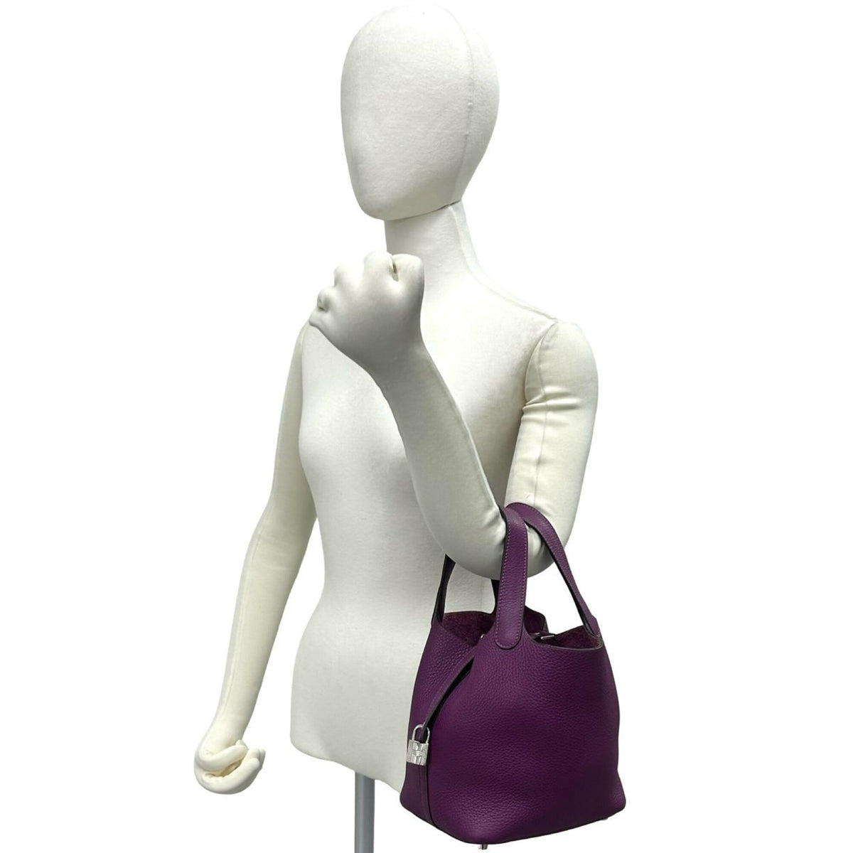 Hermes Purple Taurillon Clemence Leather Handbag Tote Bag (Pre-Owned)