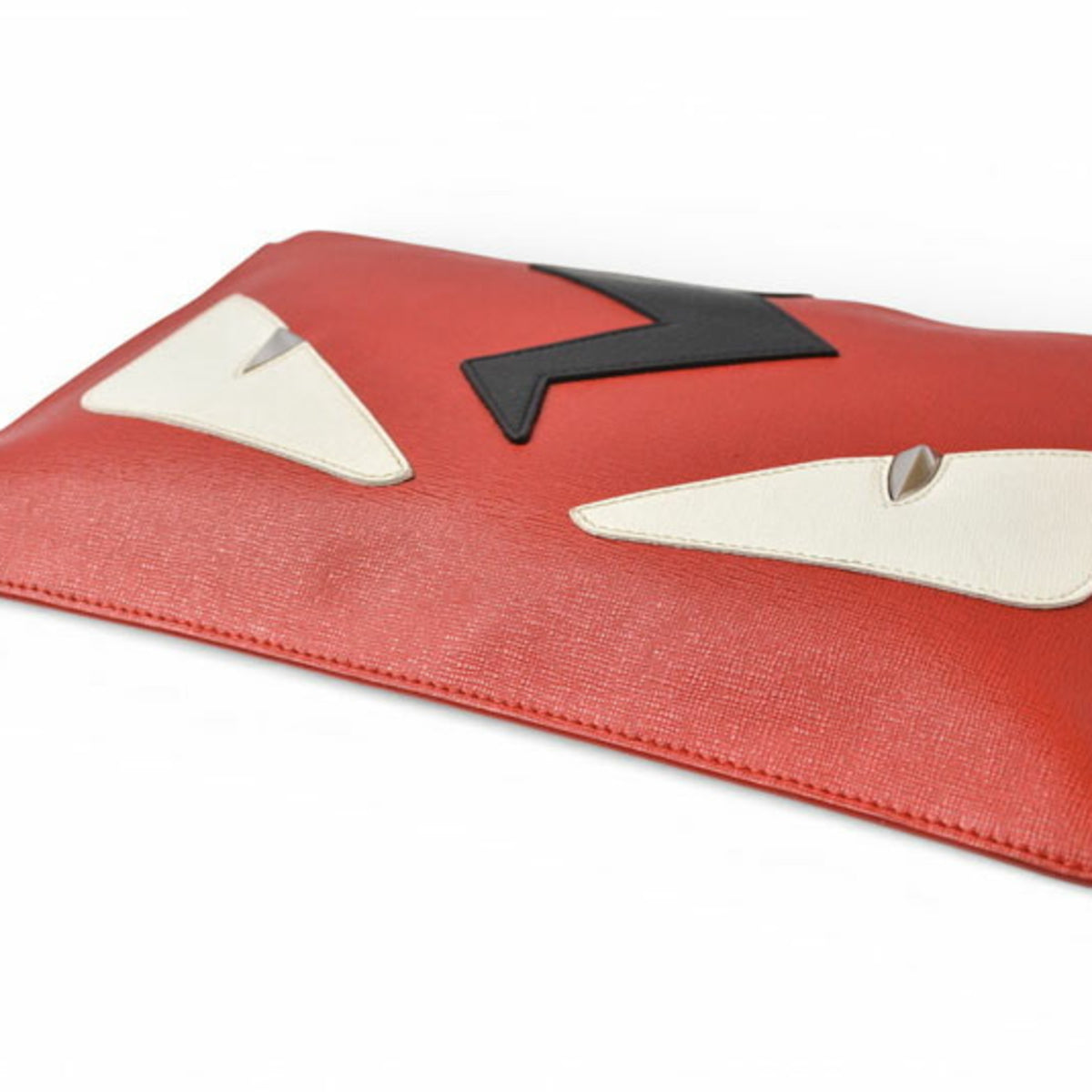 Fendi Black Red Color Canvas Clutch Bag (Pre-Owned)