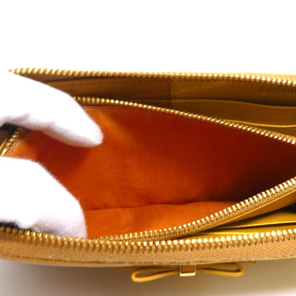 Prada Brown Yellow Leather Long Wallet (Bi-Fold) (Pre-Owned)