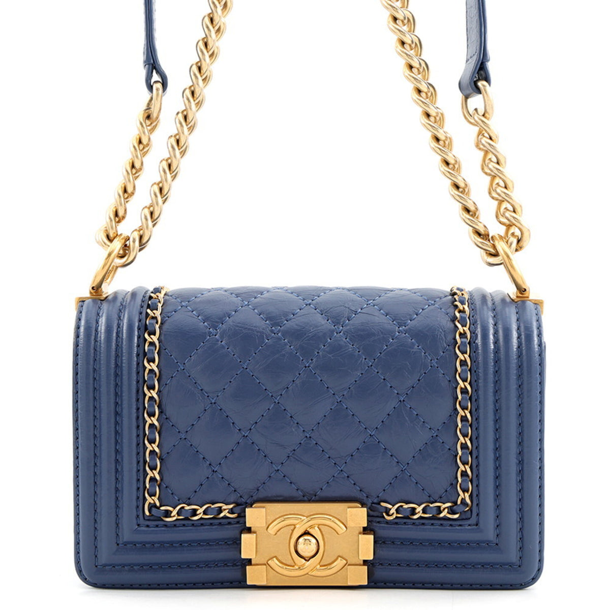 Chanel Blue Leather Handbag Shoulder Bag (Pre-Owned)