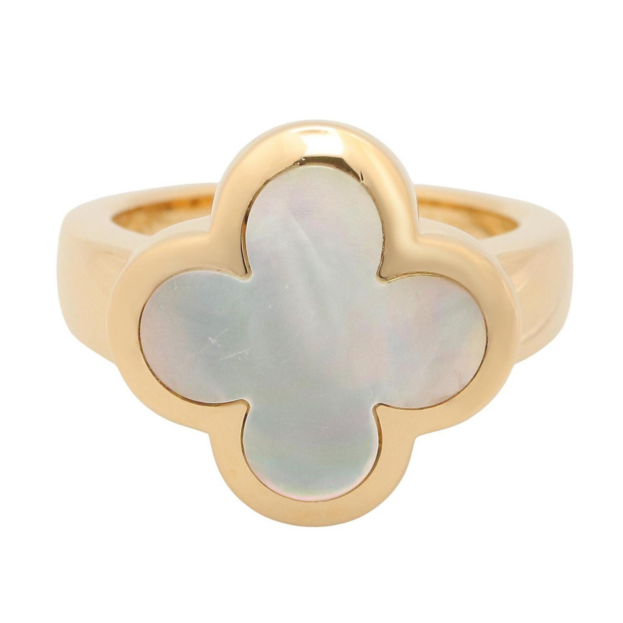 Van Cleef & Arpels Gold Blue Yellow Gold (18K) Mother Of Pearl Band Ring (Pre-Owned)