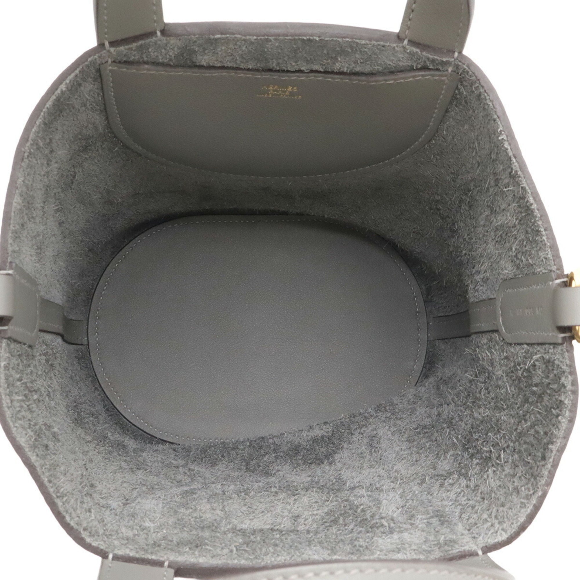 Hermes Gray Taurillon Clemence Leather Swift Leather Tote Bag (Pre-Owned)