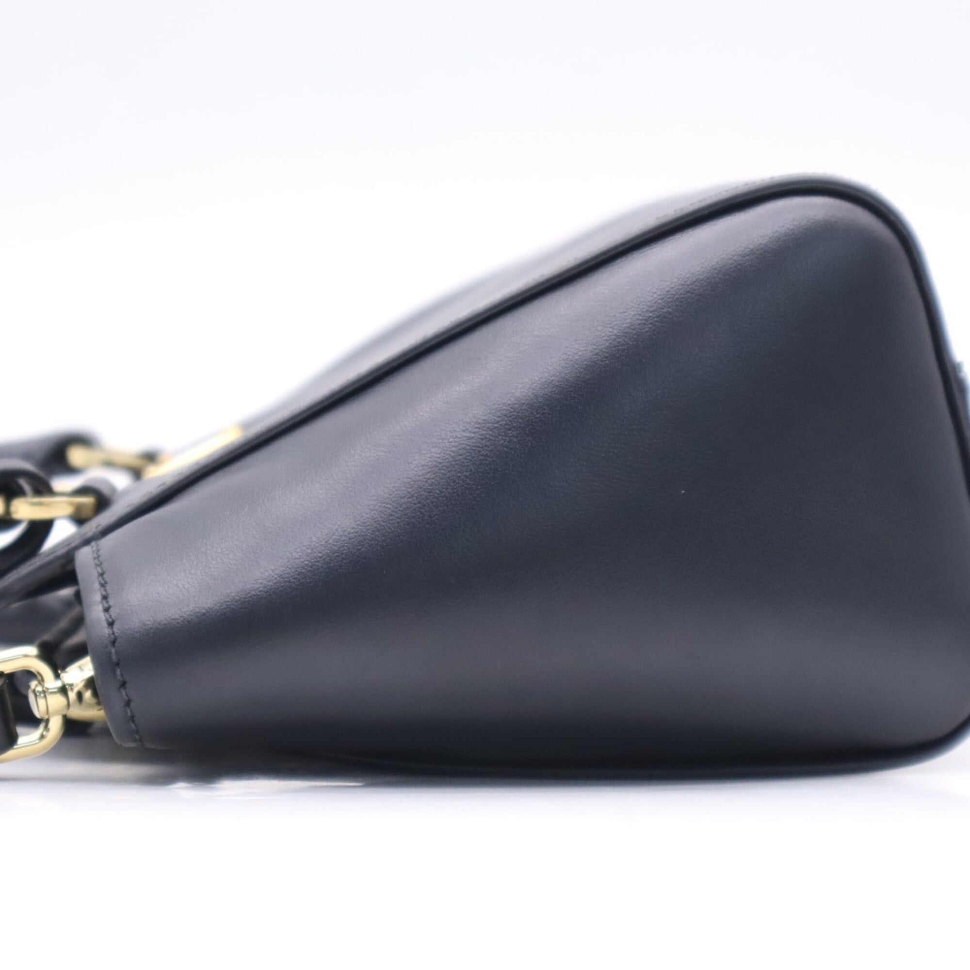 Prada Saffiano Black Coated Canvas Leather Handbag Shoulder Bag (Pre-Owned)