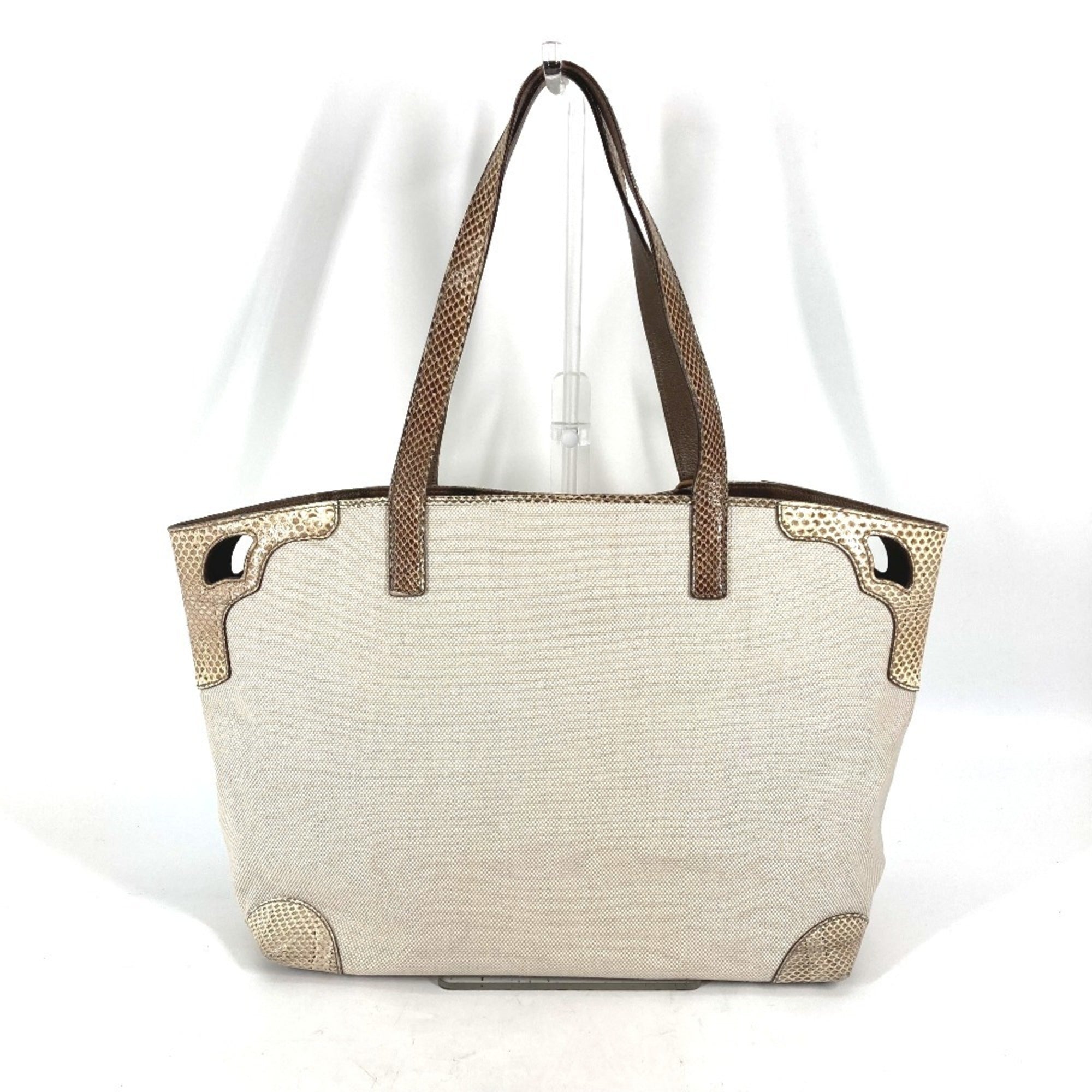 Cartier Beige Dark Brown Canvas Shoulder Bag Tote Bag (Pre-Owned)