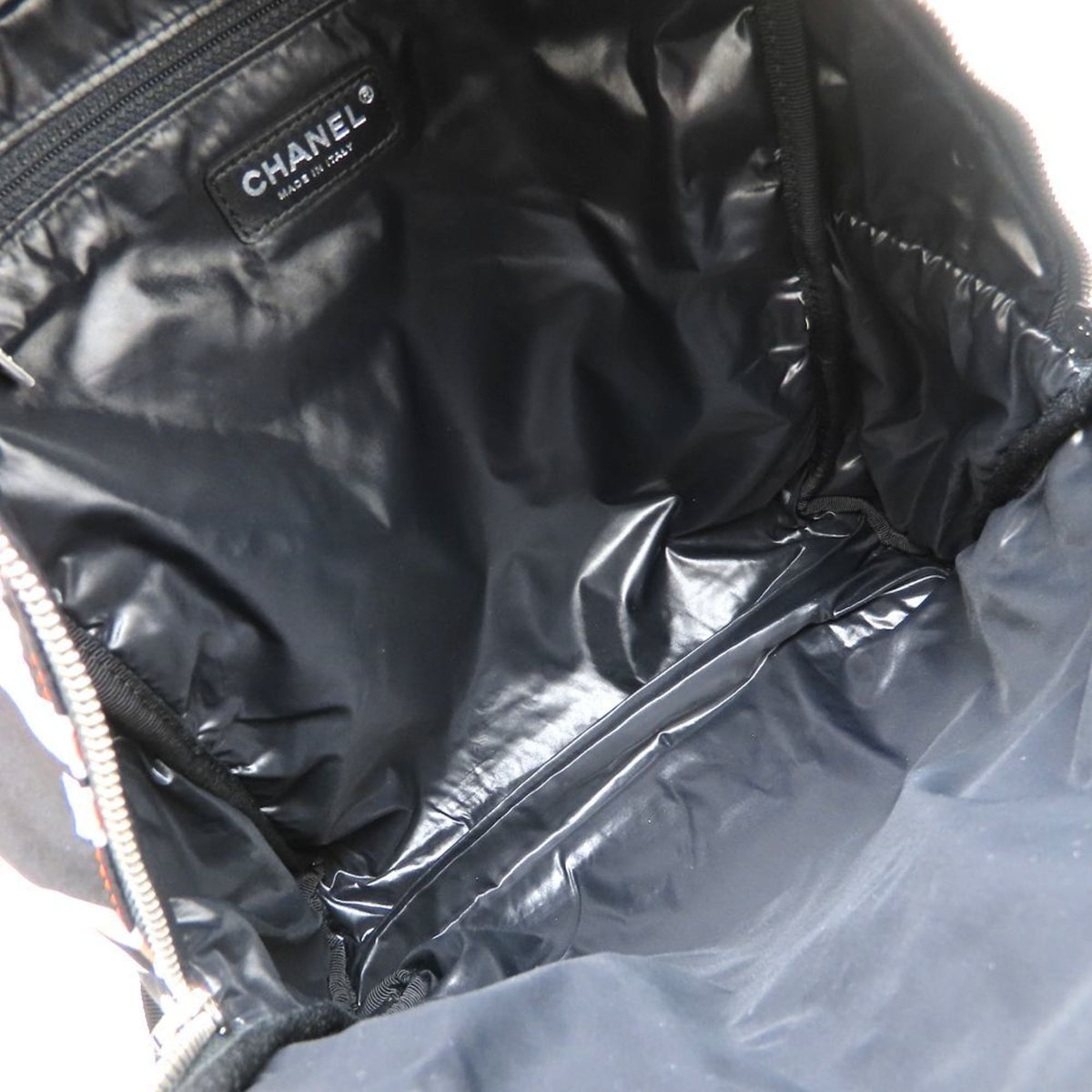 Chanel Black Ivory Pink Nylon Leather Backpack (Pre-Owned)