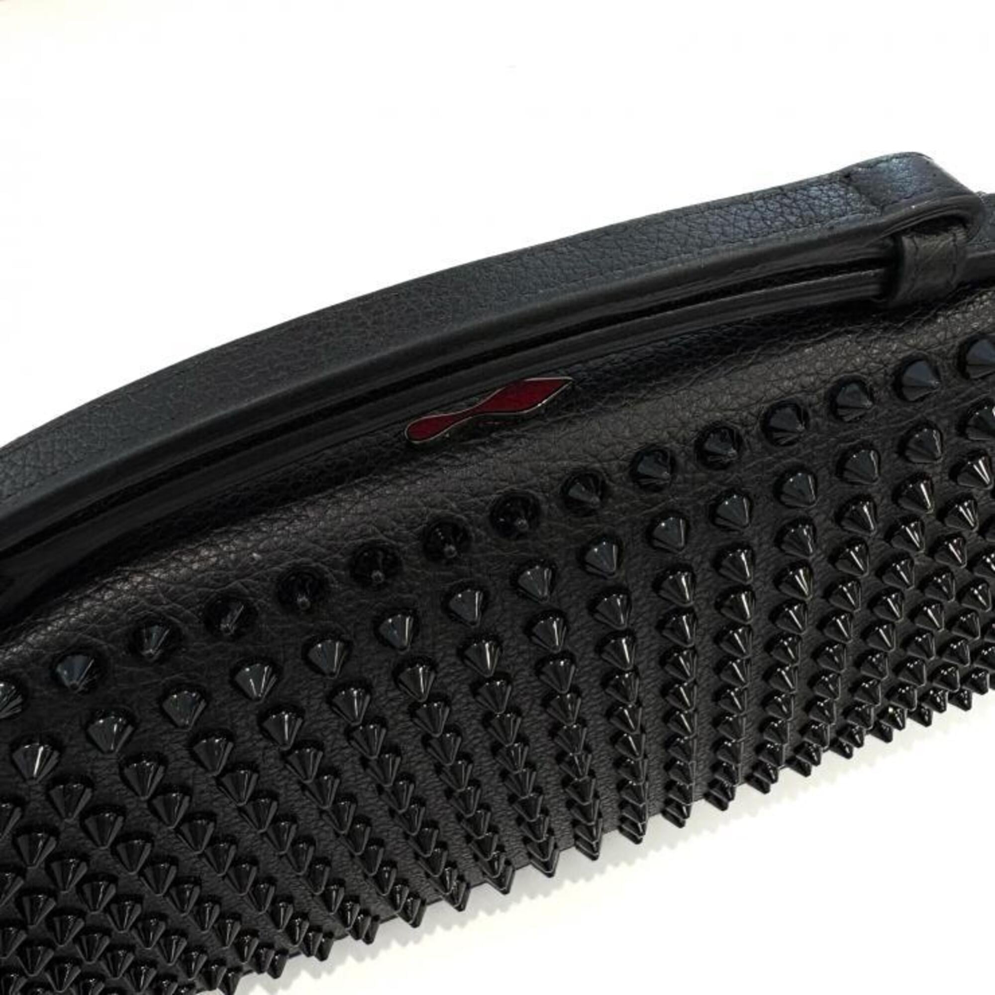 Christian Louboutin Black Red Color Leather Long Wallet (Bi-Fold) (Pre-Owned)