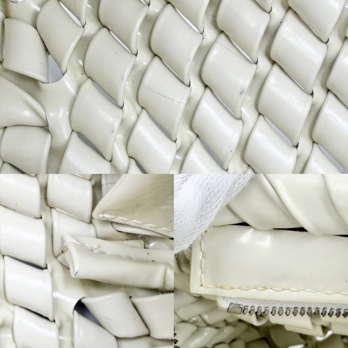 Bottega Veneta White Leather Clutch Bag Pouch (Pre-Owned)