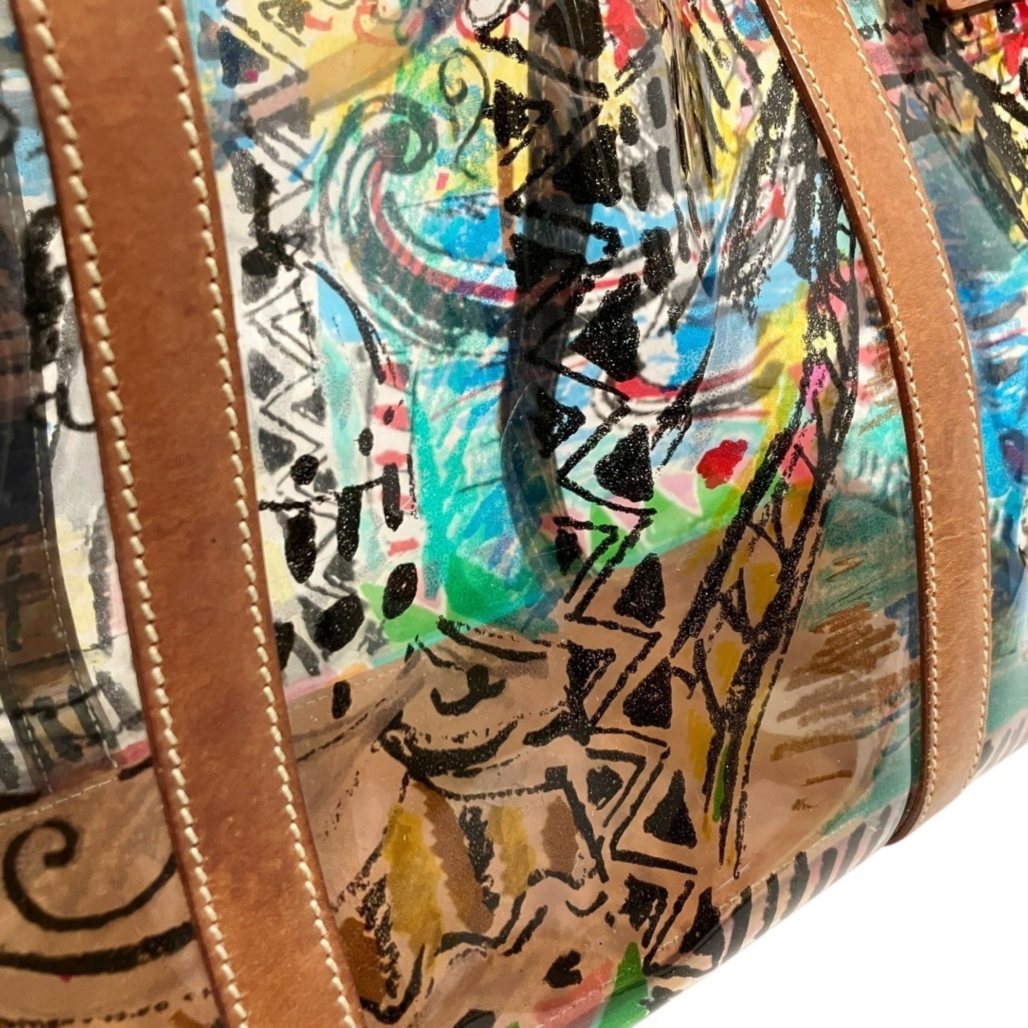 Prada Multi-Color Vinyl Leather Tote Bag (Pre-Owned)