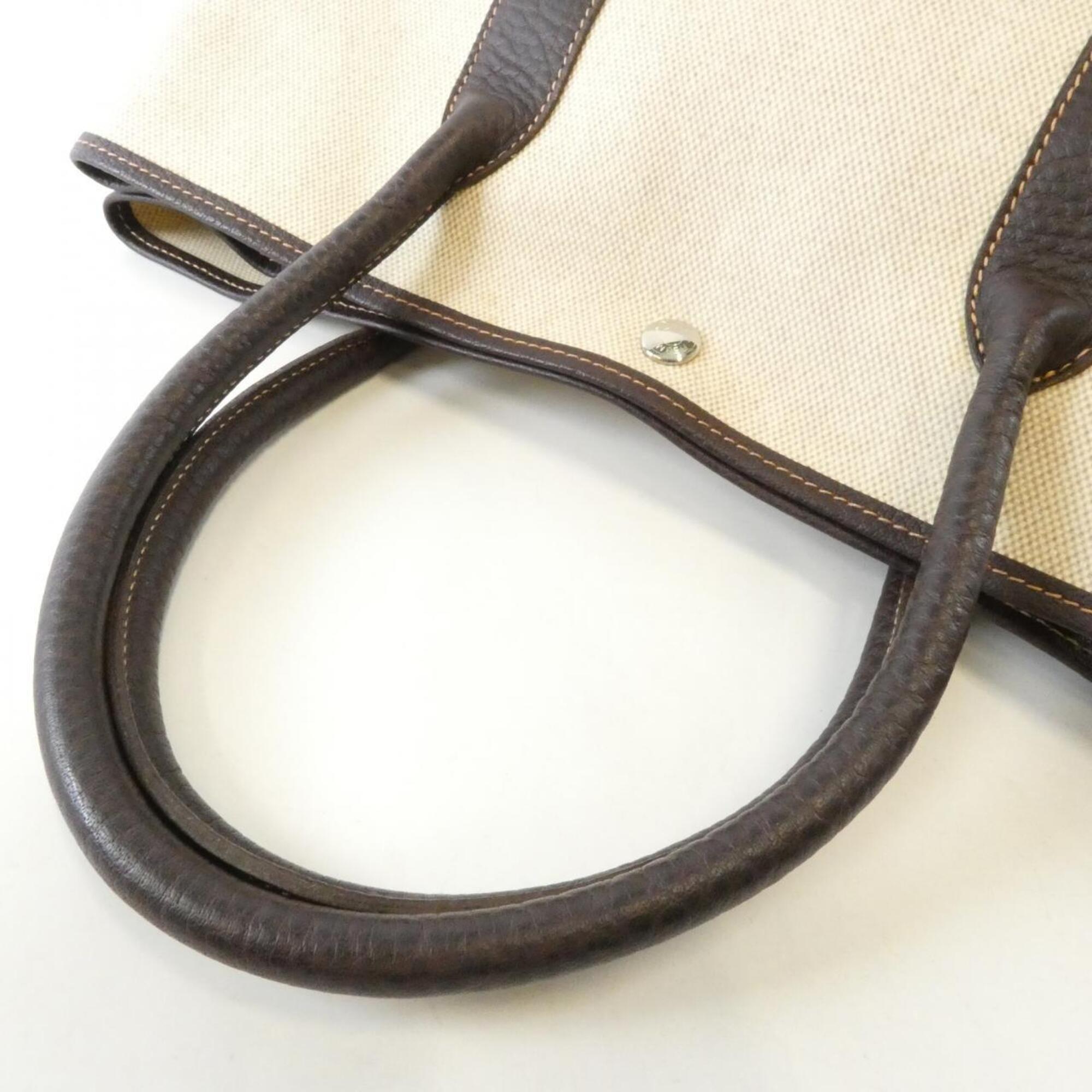Hermes Brown Toile H Buffle Skipper Leather Handbag (Pre-Owned)
