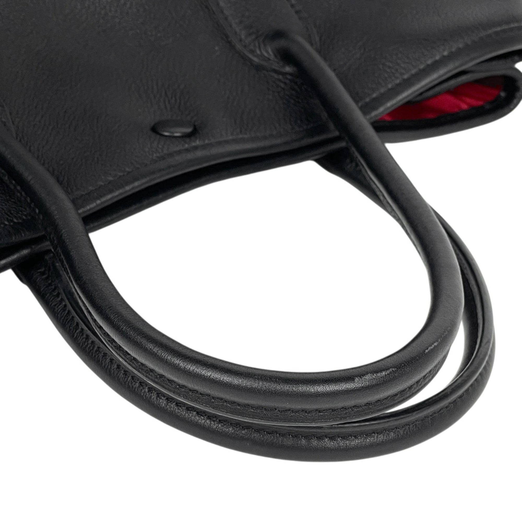 Hermes Garden Black Swift Leather Handbag Tote Bag (Pre-Owned)