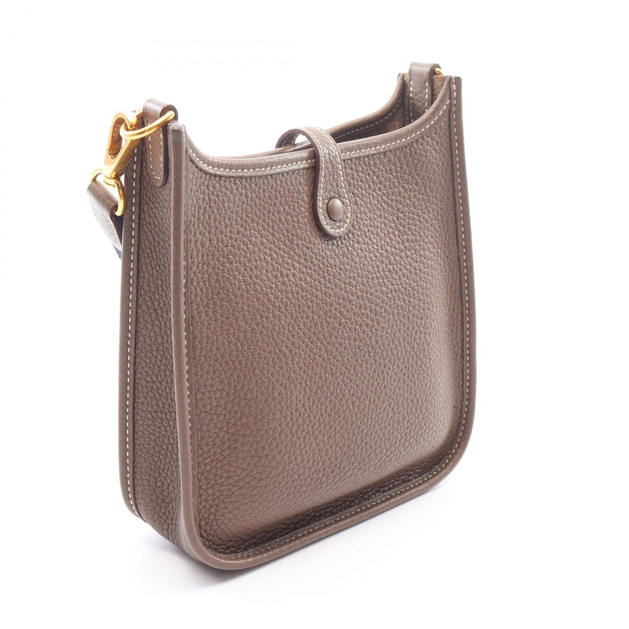 Hermes Etoupe Gray Gray Taurillon Clemence Leather Leather Handbag Shoulder Bag (Pre-Owned)