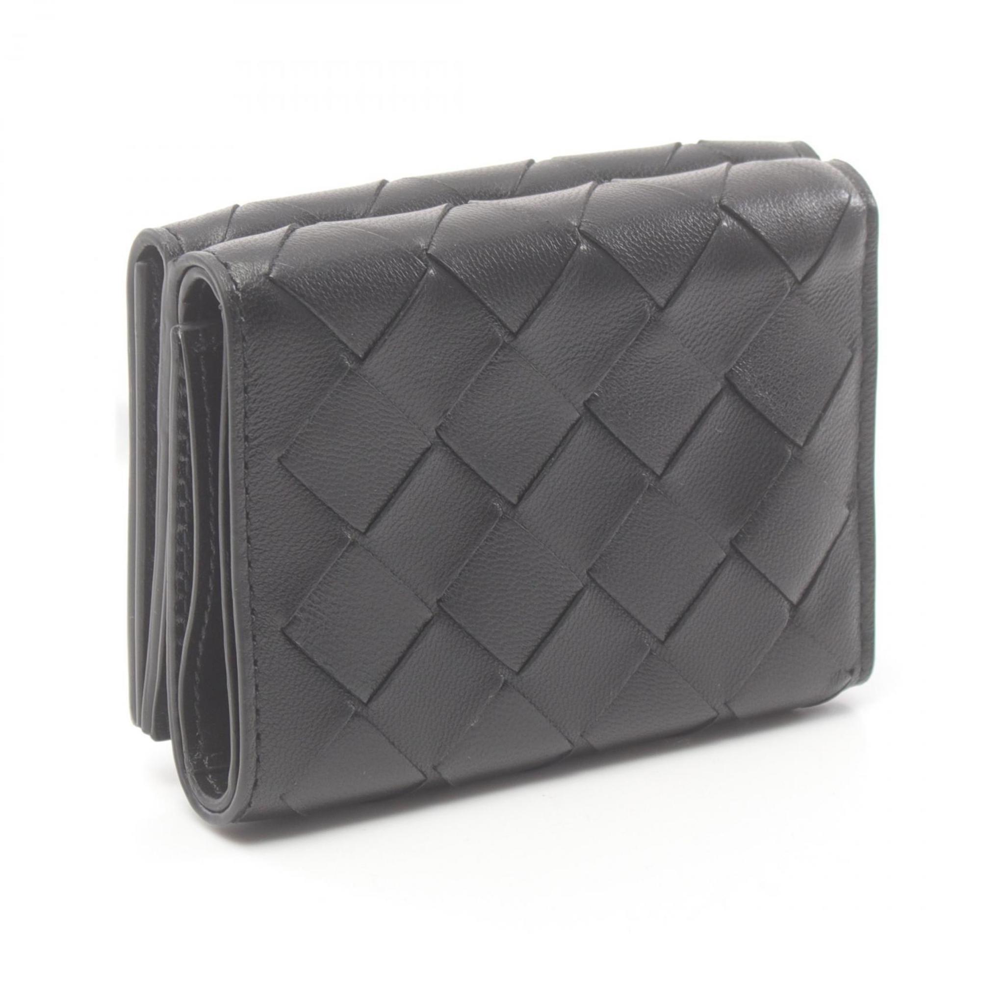 Bottega Veneta Intrecciato Black Leather Wallet (Tri-Fold)