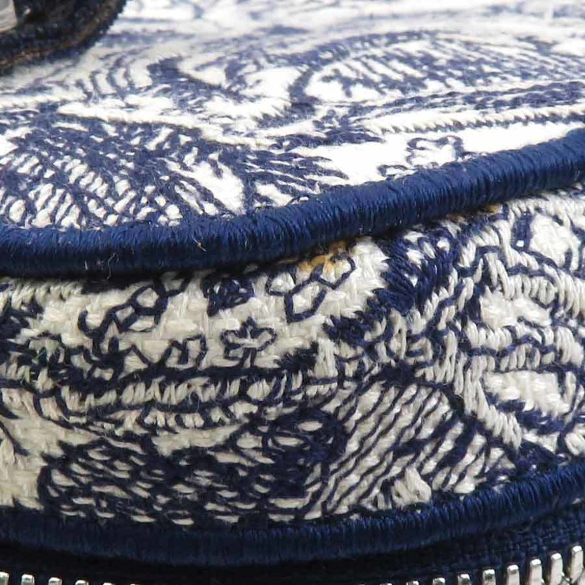 Christian Dior Navy White Canvas Handbag Vanity Bag (Pre-Owned)