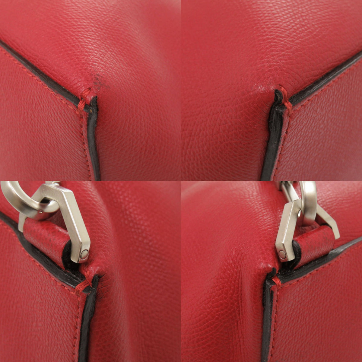 Valextra Red Color Leather Tote Bag (Pre-Owned)