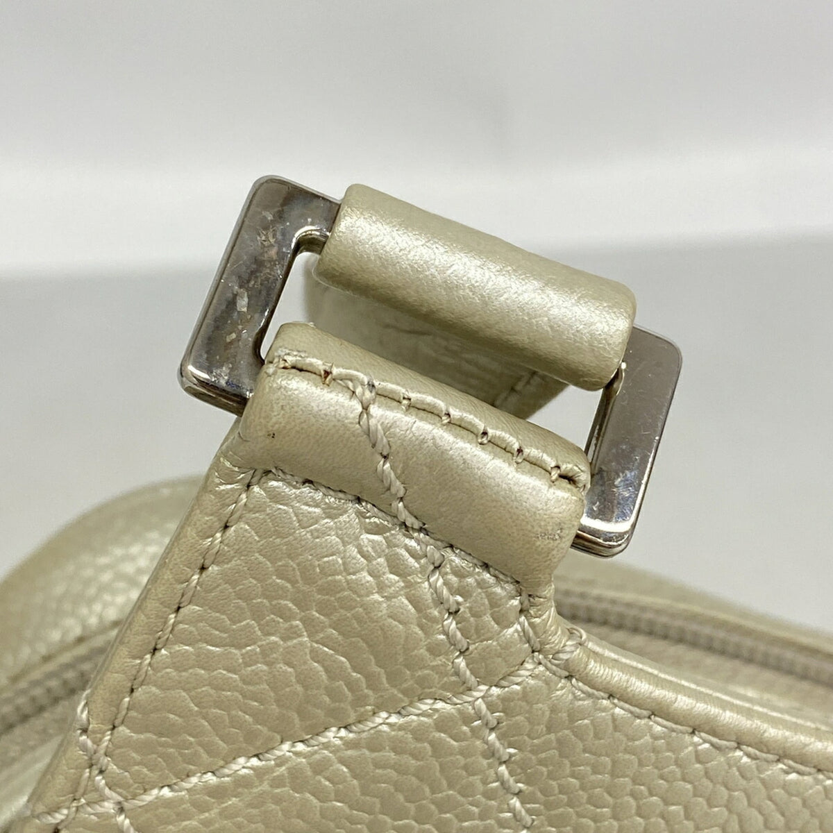 Chanel Metallic Gray Grained Calfskin Shoulder Bag (Pre-Owned)