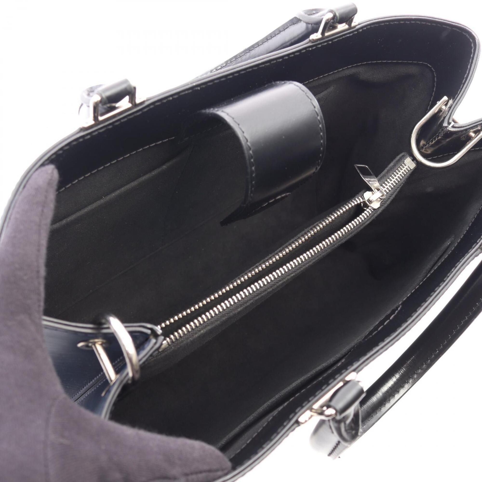 Louis Vuitton Black Navy Leather Handbag Tote Bag (Pre-Owned)