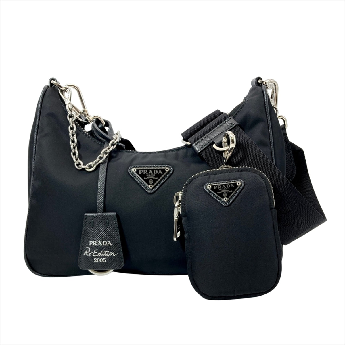 Prada Black Nylon Handbag Shoulder Bag (Pre-Owned)
