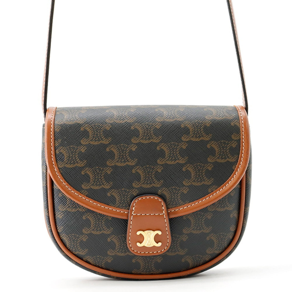 Celine Brown Canvas Leather Pouch Shoulder Bag (Pre-Owned)