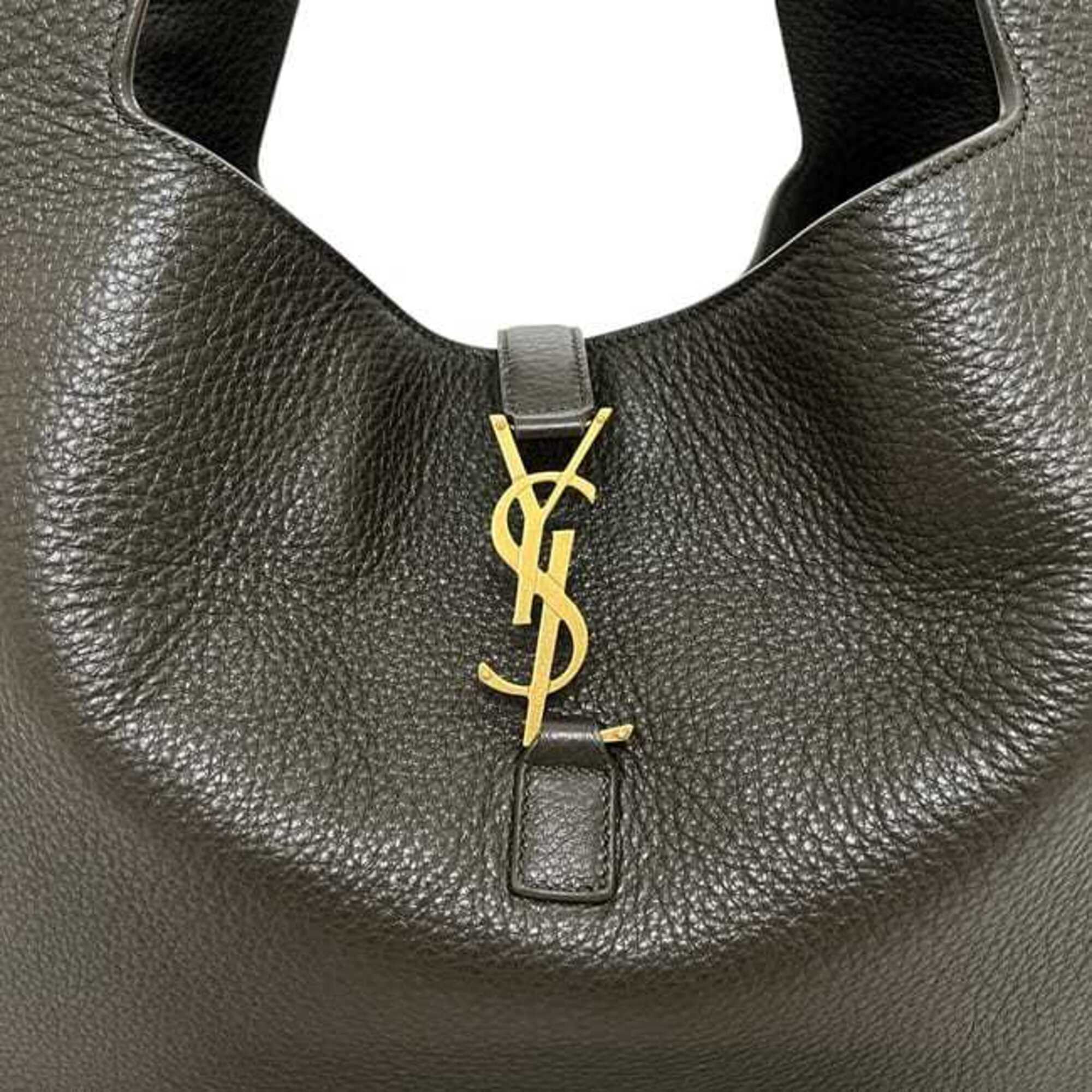Saint Laurent Green Khaki Leather Tote Bag (Pre-Owned)