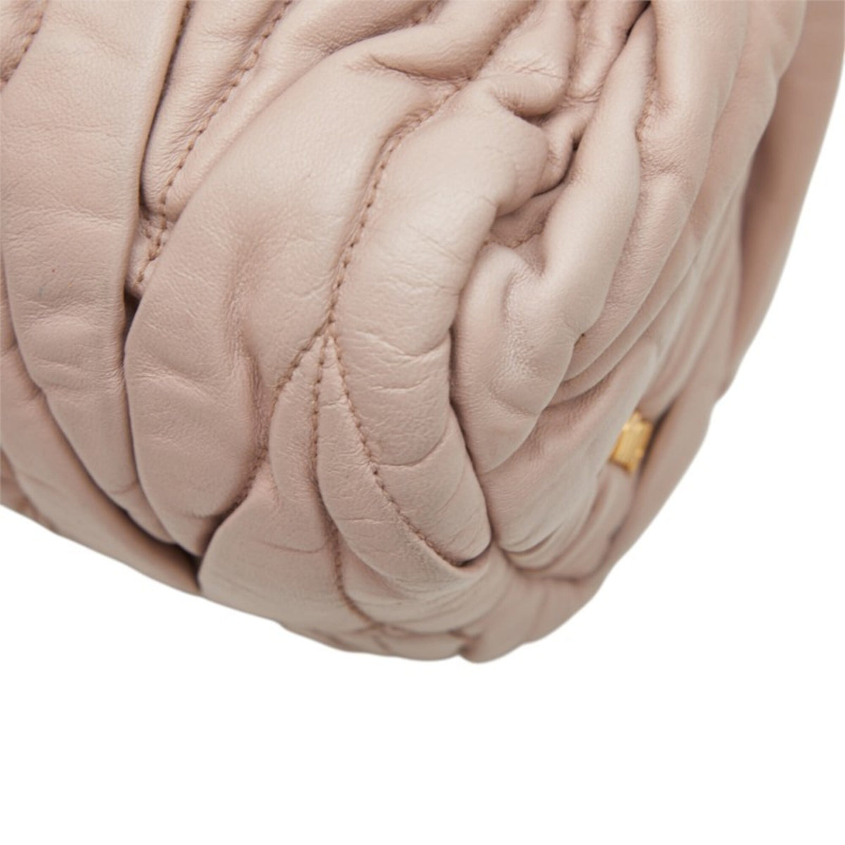 Miu Miu Matelasse Pink Beige Red Color Leather Shoulder Bag (Pre-Owned)