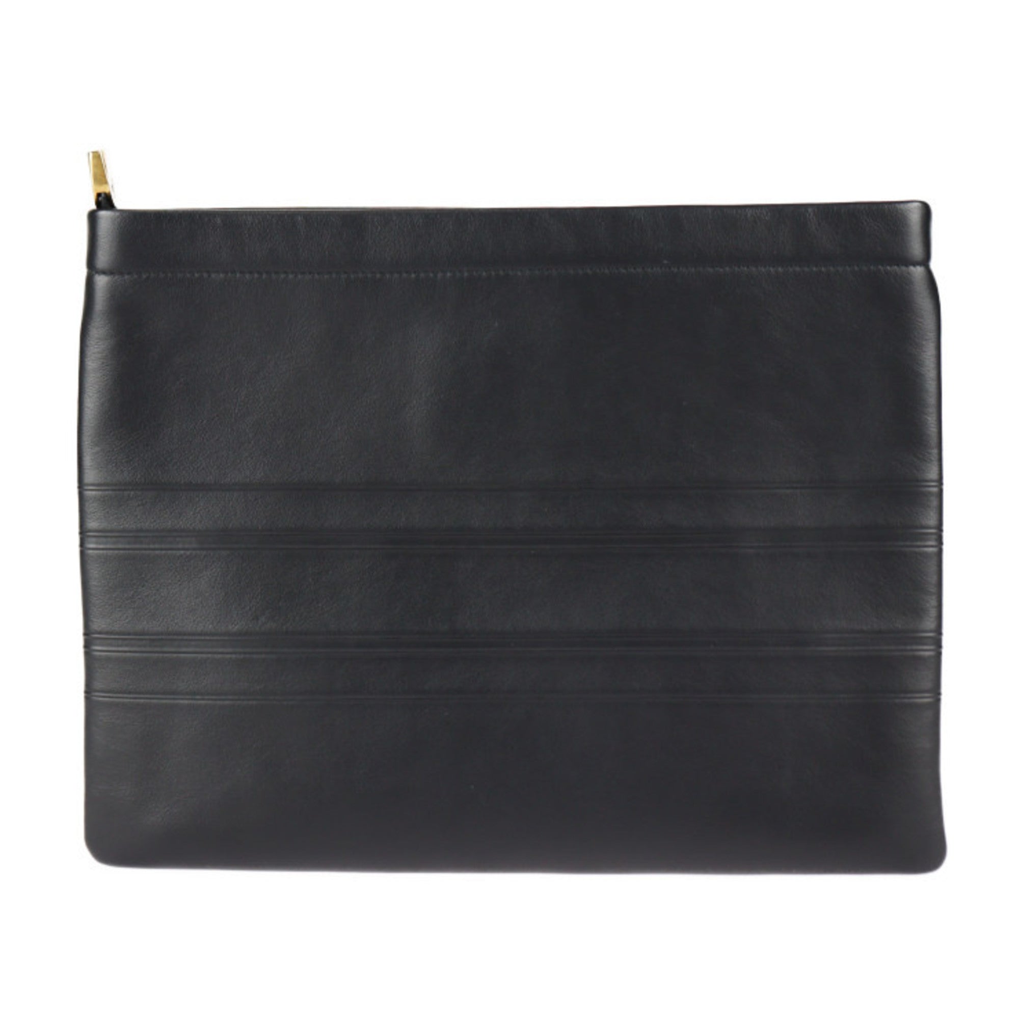 Christian Dior Black Leather Clutch Bag Handbag (Pre-Owned)