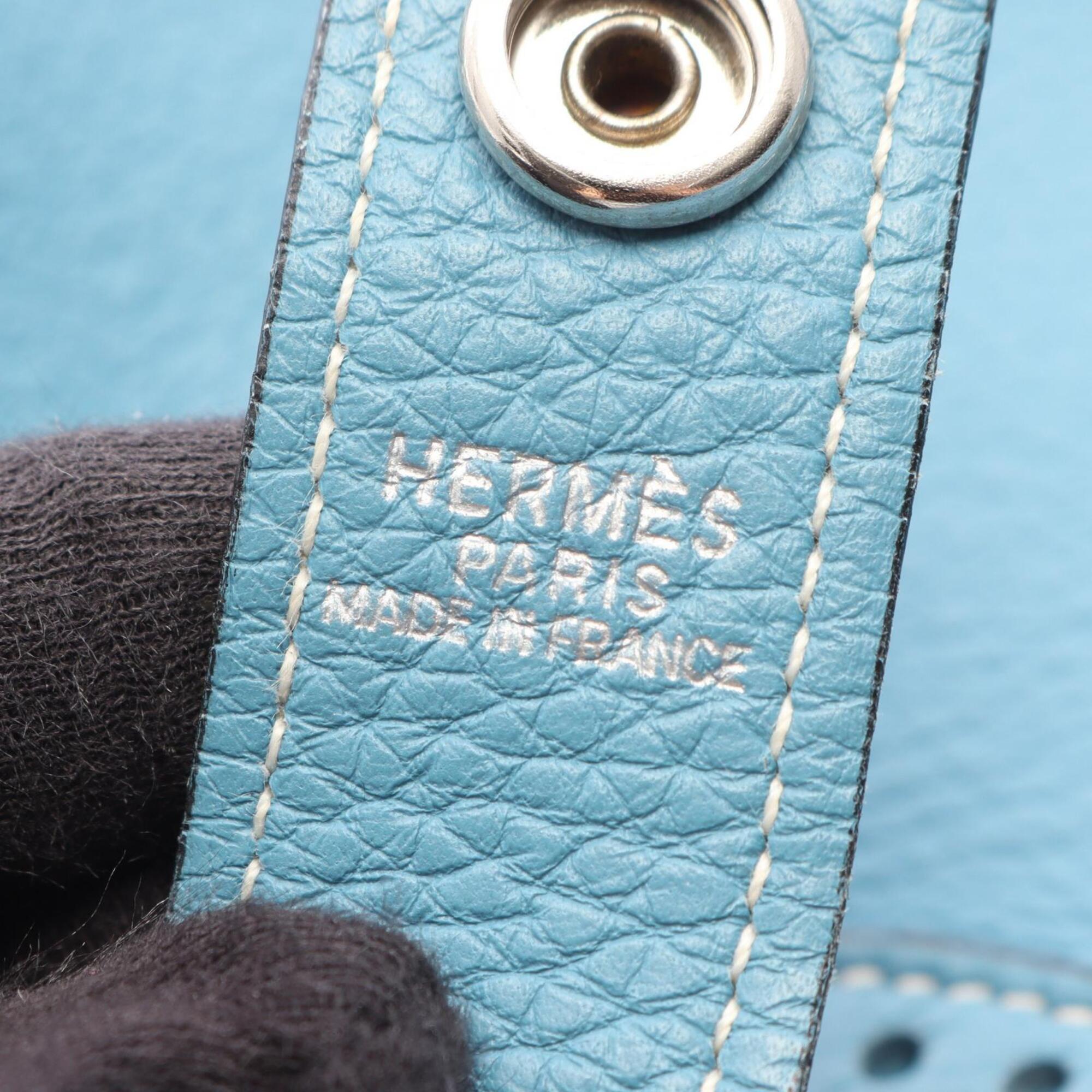 Hermes Blue Blue Jean Fjord Leather Leather Handbag Shoulder Bag (Pre-Owned)
