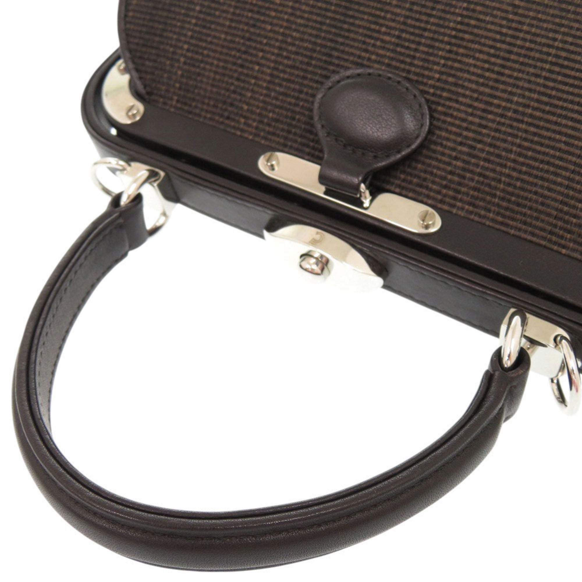 Comtesse Dark Brown Leather Handbag Shoulder Bag (Pre-Owned)
