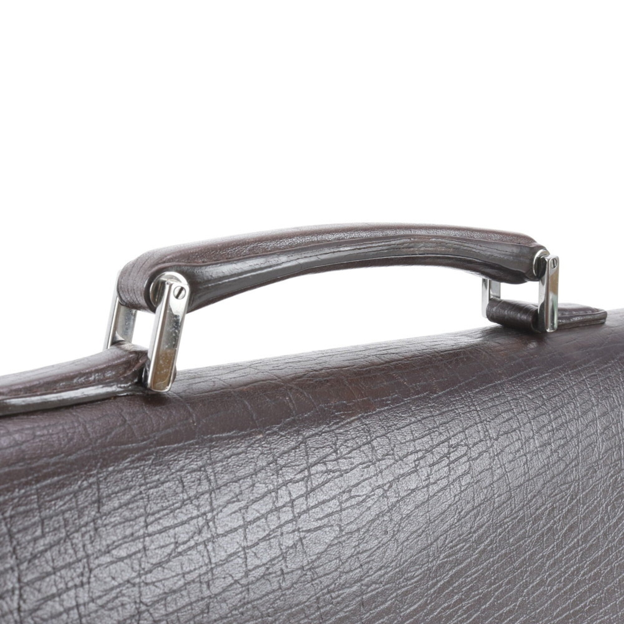 Gucci Brown Dark Brown Leather Briefcase Handbag Tote Bag (Pre-Owned)