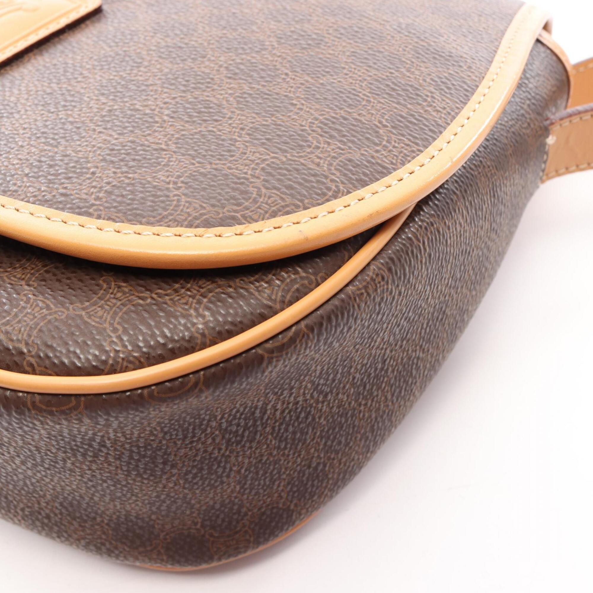 Celine Brown Coated Canvas Leather Handbag Shoulder Bag (Pre-Owned)