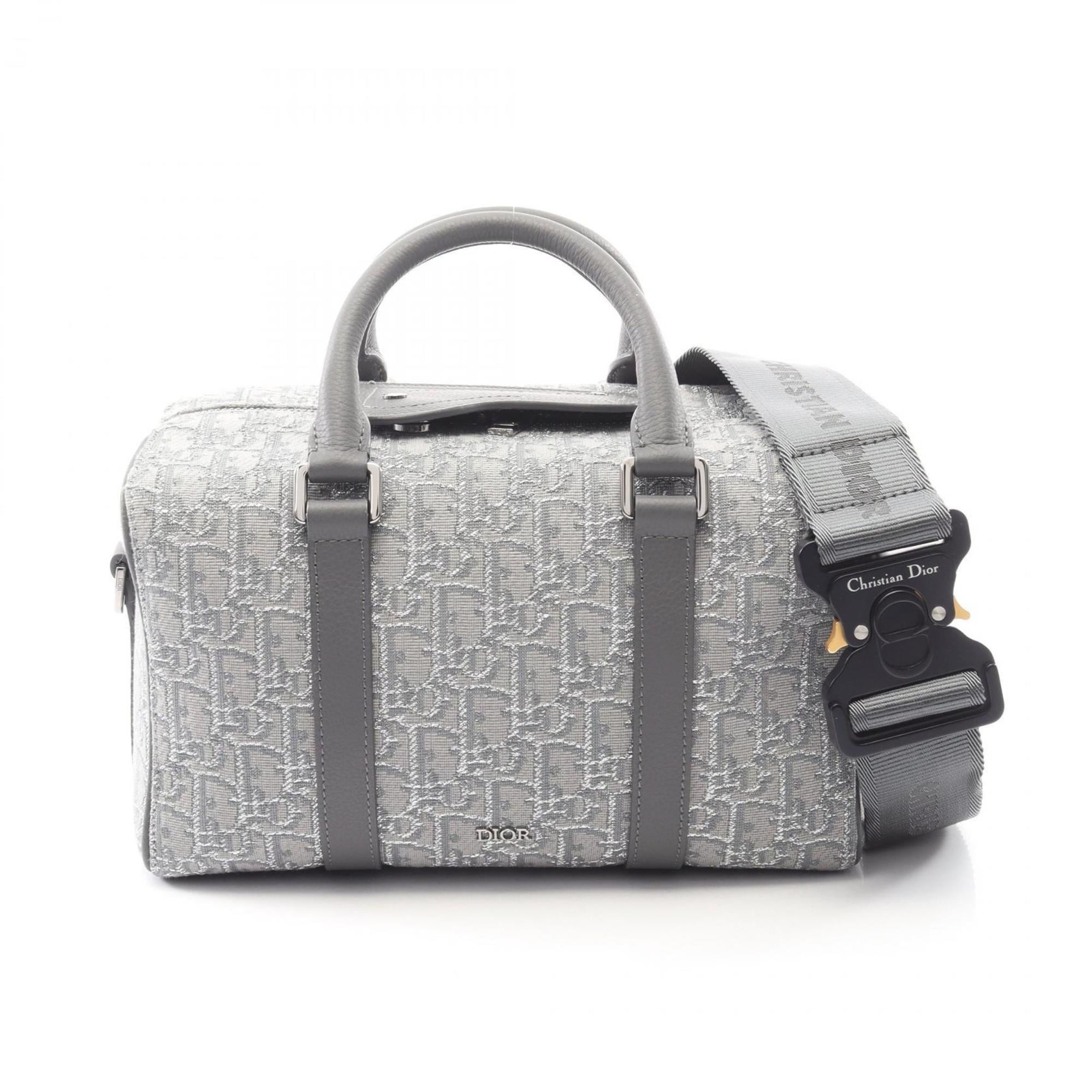 Christian Dior Gray Canvas Leather Handbag (Pre-Owned)