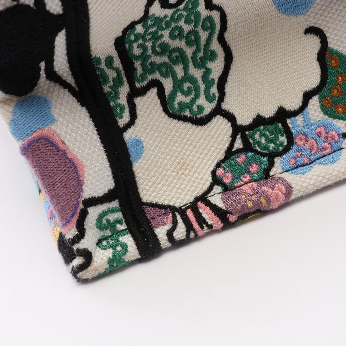 Christian Dior Multi-Color White Canvas Handbag Tote Bag (Pre-Owned)