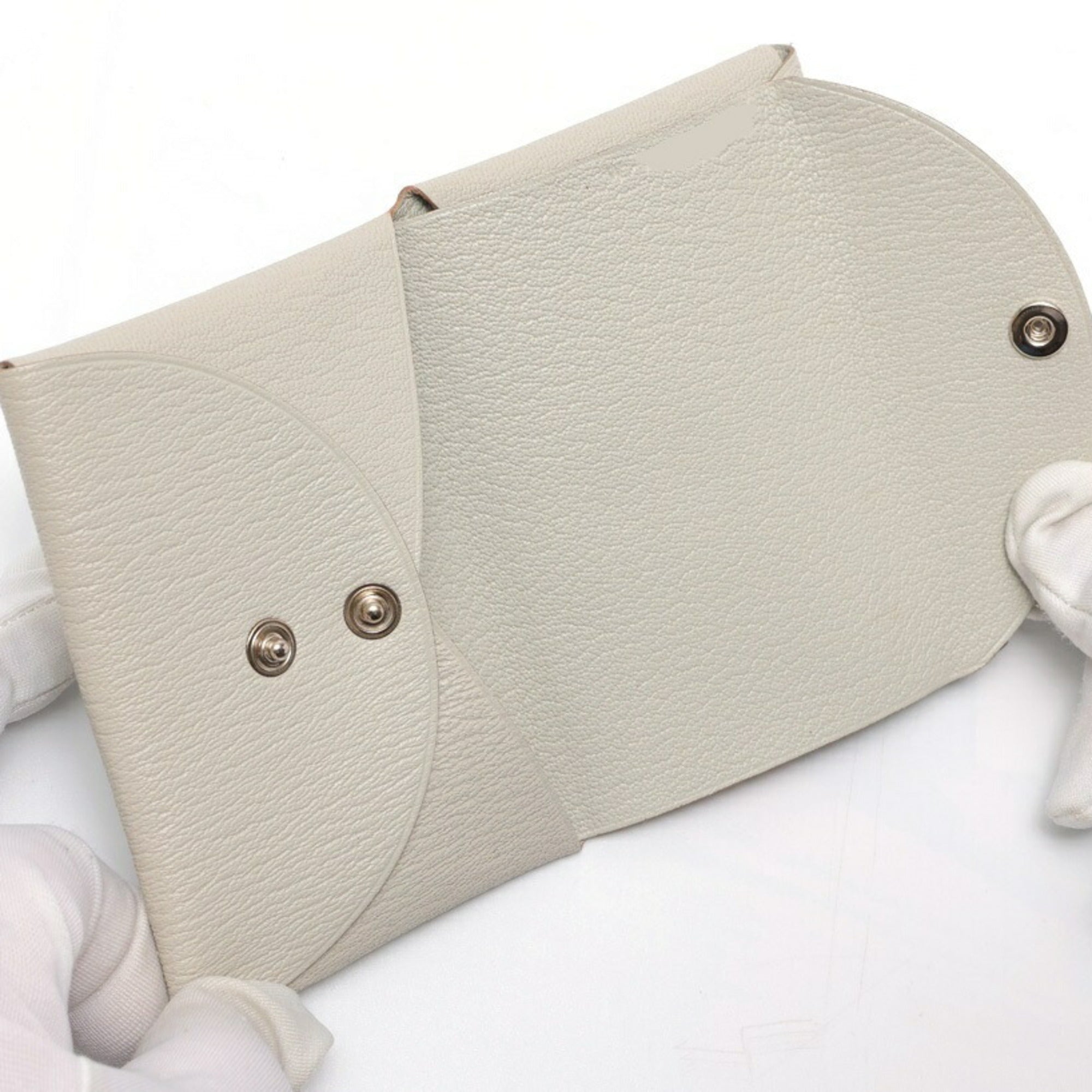 Hermes Gray Chevre Leather Coin Purse/Coin Case (Pre-Owned)