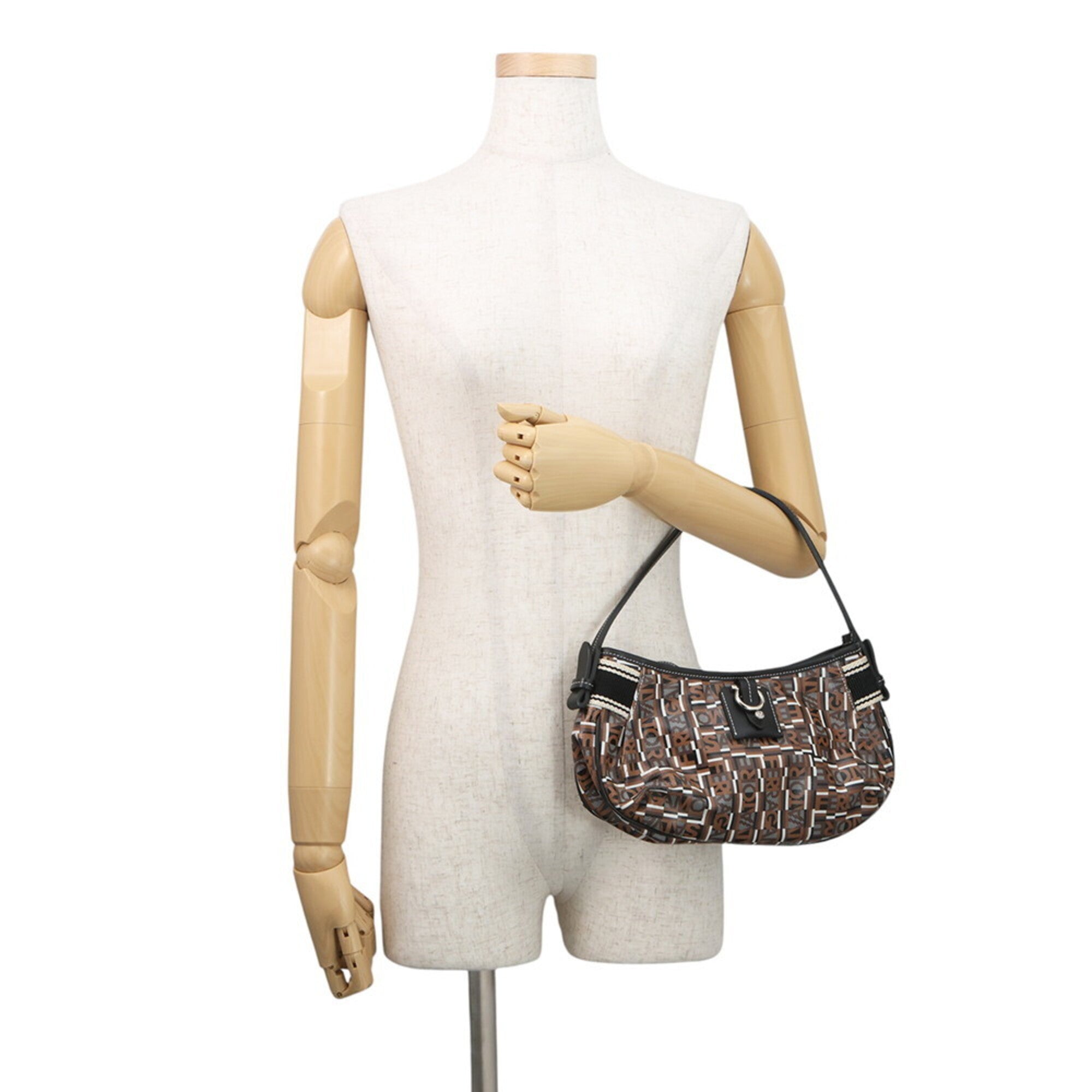 Salvatore Ferragamo Gancini Brown Pvc Leather Handbag (Pre-Owned)