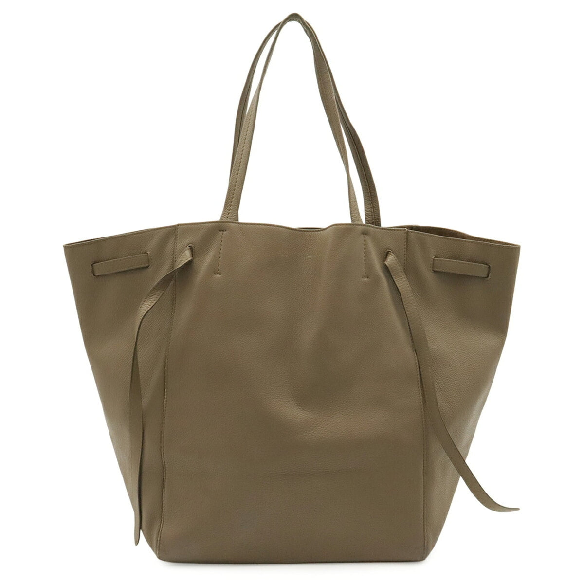Celine Cabas Grayish Leather Shoulder Bag Tote Bag (Pre-Owned)