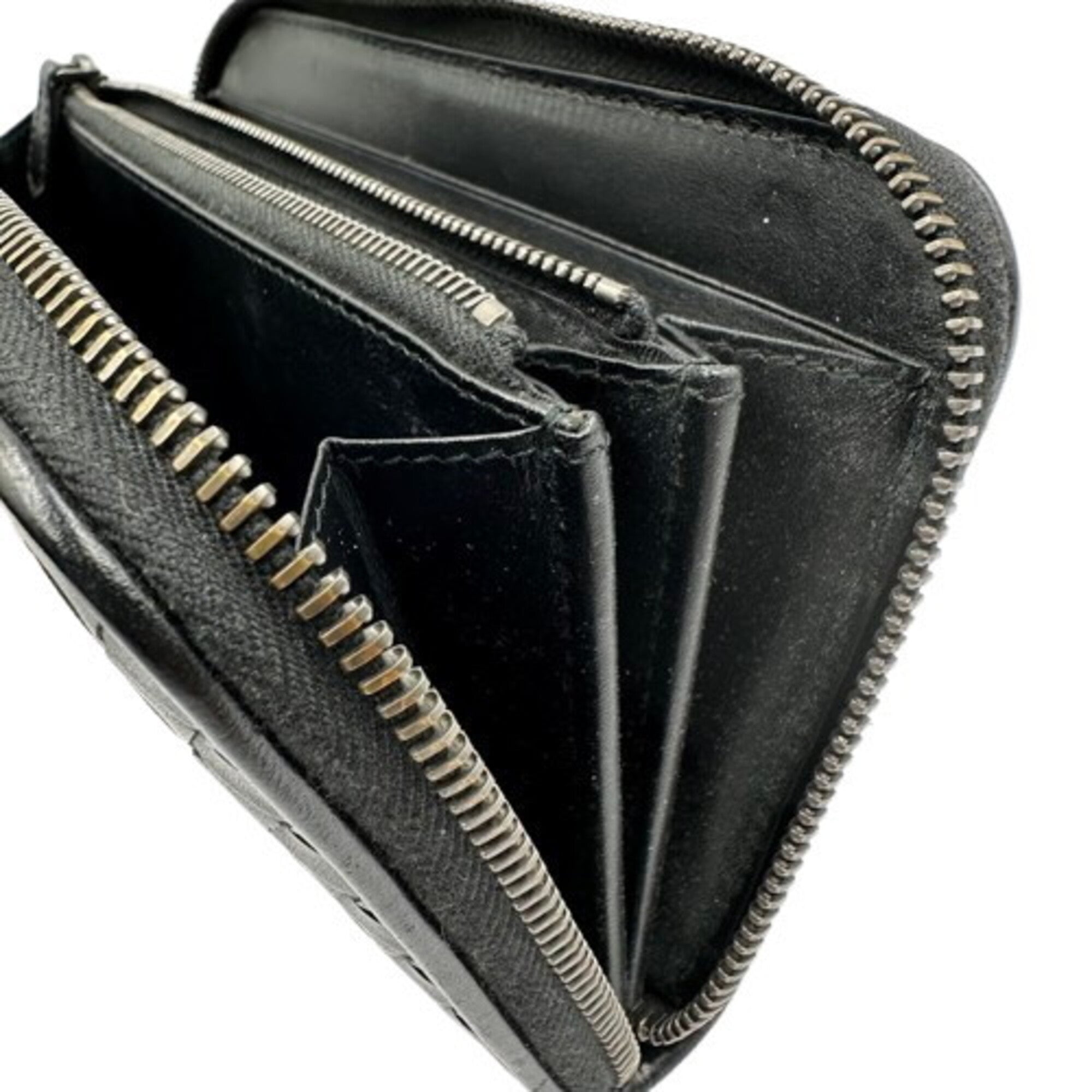 Bottega Veneta Black Leather Long Wallet (Bi-Fold) (Pre-Owned)