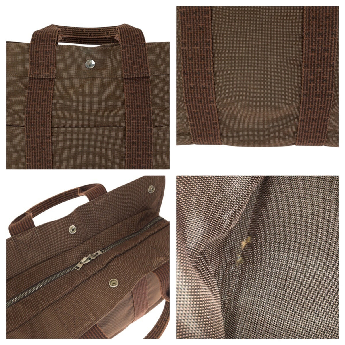 Hermes Brown Polyamide Polyester Handbag Tote Bag (Pre-Owned)