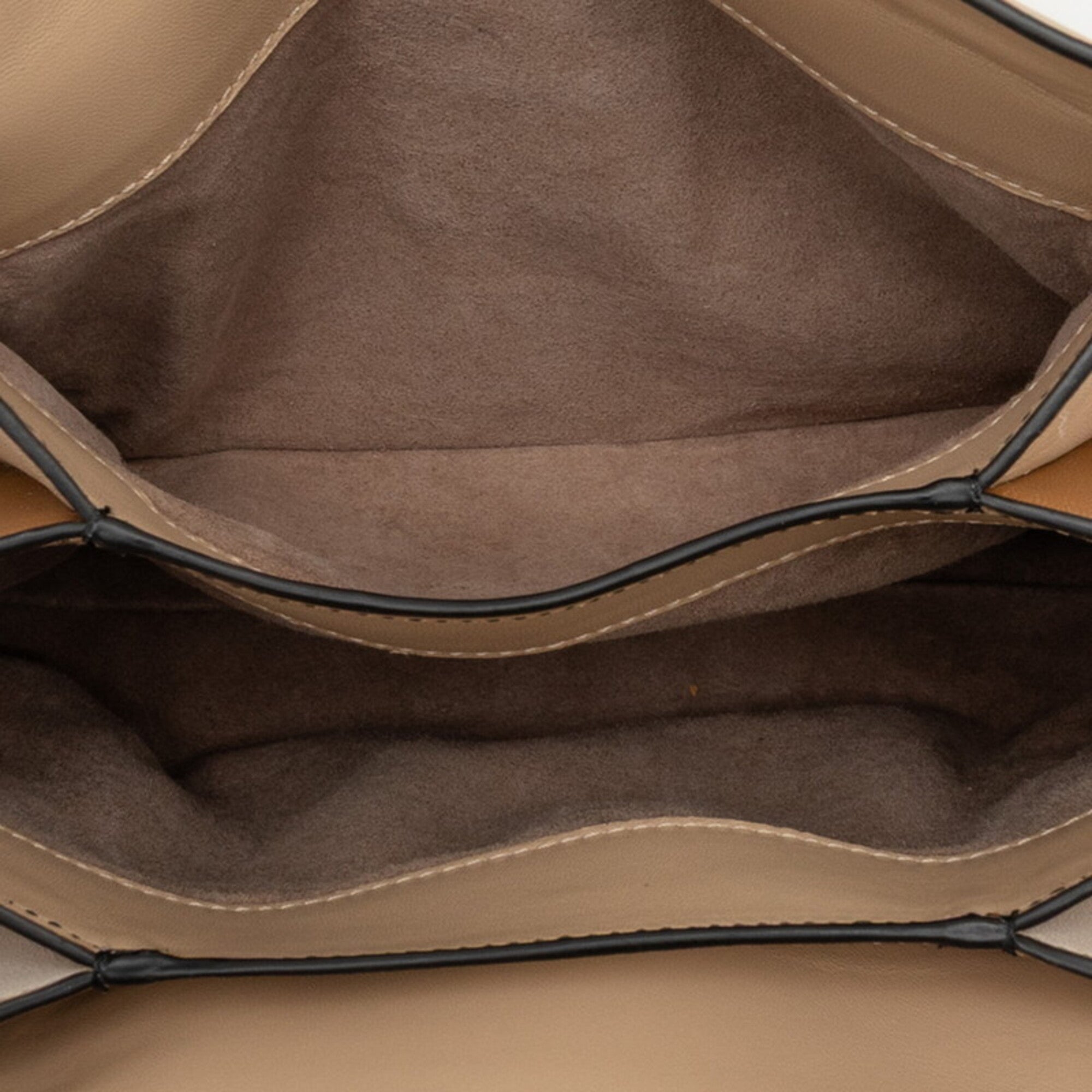 Bottega Veneta Beige Brown White Leather Handbag Shoulder Bag (Pre-Owned)