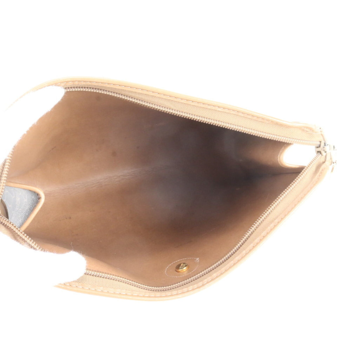 Christian Dior Beige Black Leather Coated Canvas Clutch Bag Pouch (Pre-Owned)