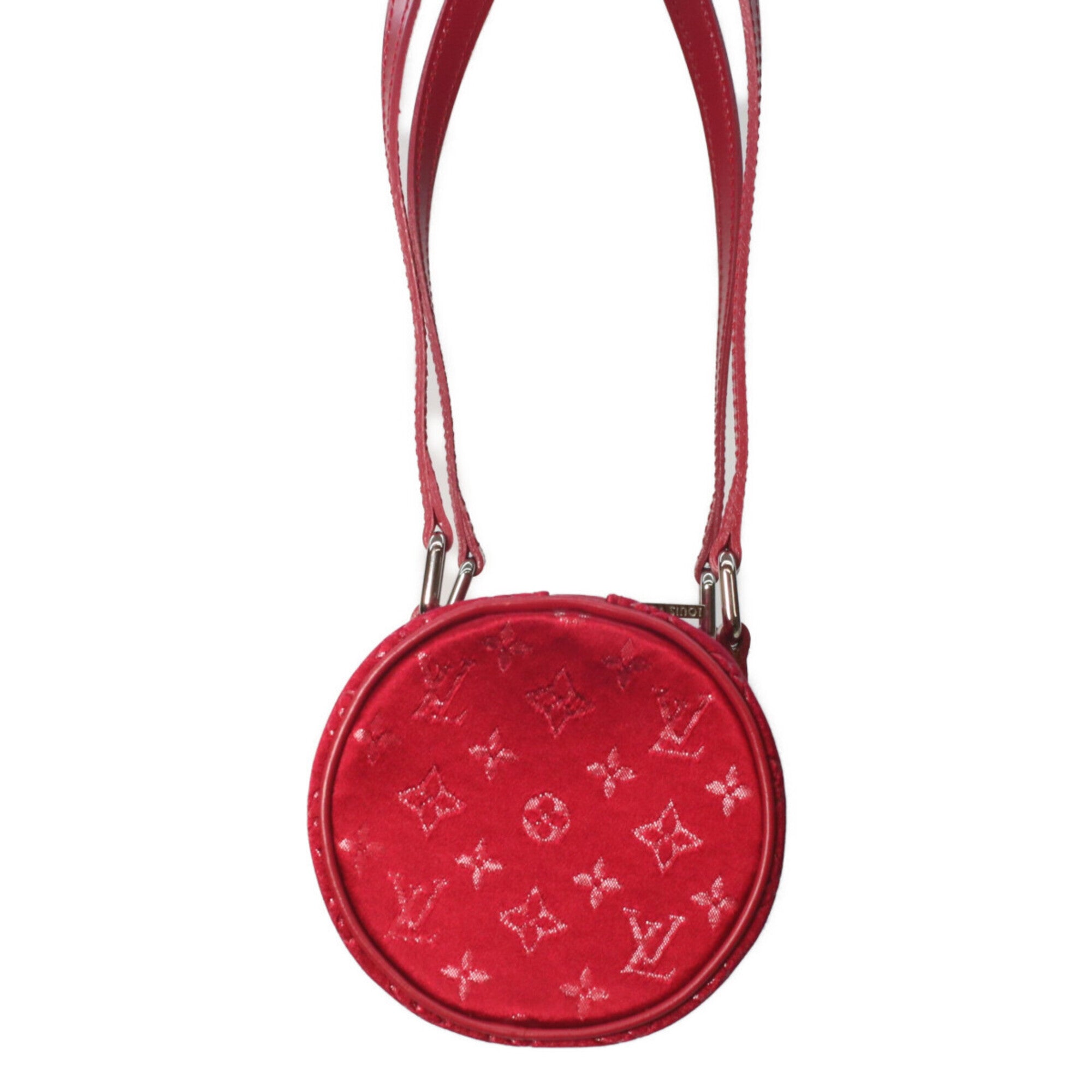 Louis Vuitton Red Color Monogram Satin Handbag (Pre-Owned)