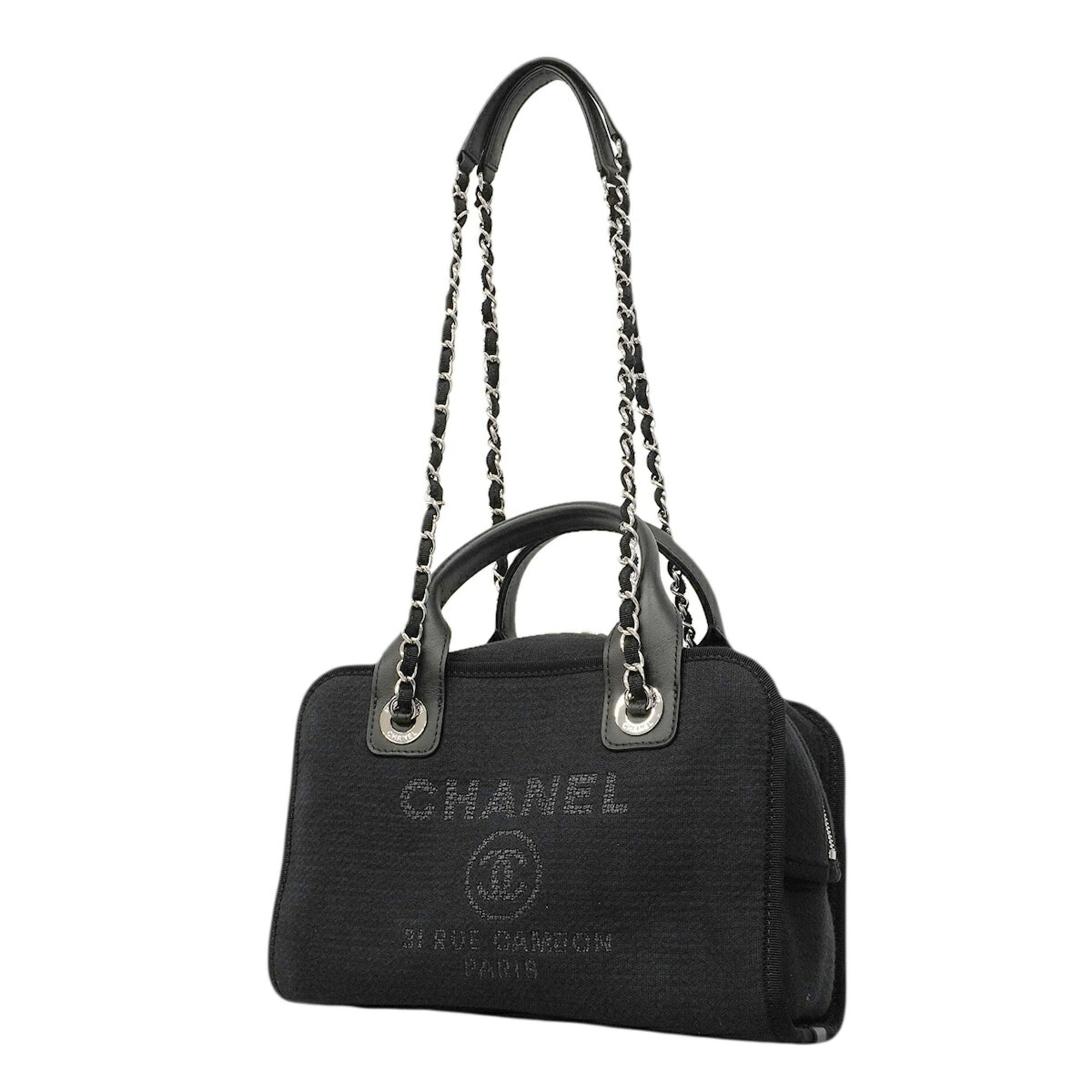 Chanel Black Canvas Handbag (Pre-Owned)