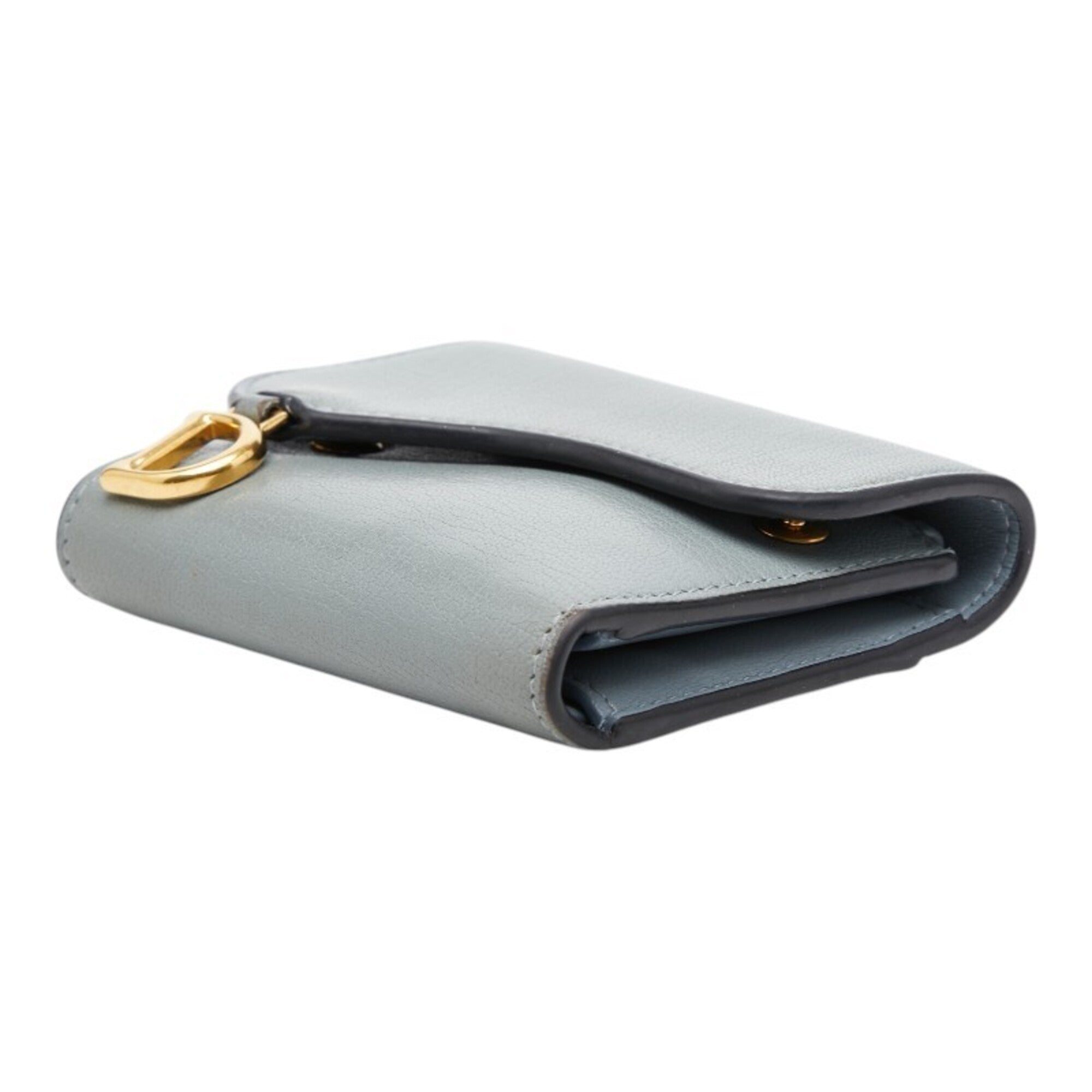Christian Dior Light Blue Gray Leather Wallet (Bi-Fold) (Pre-Owned)